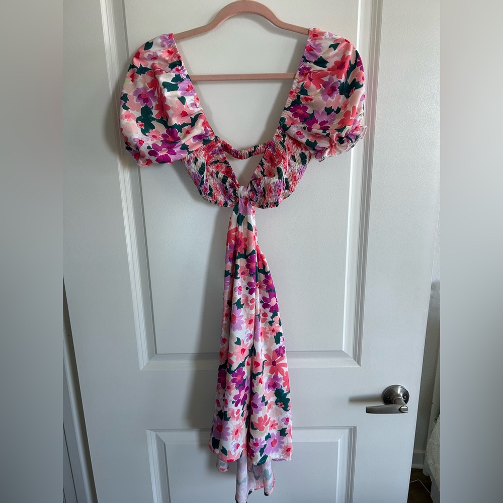 Floral Puff Sleeve Dress SHEIN